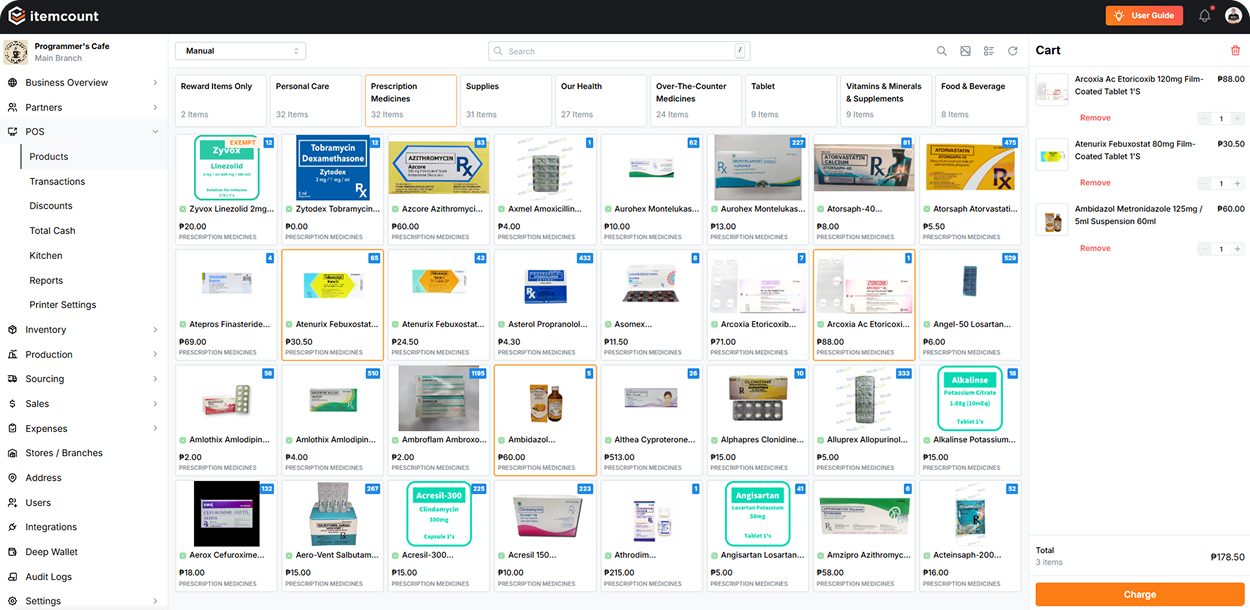 Itemcount dashboard
